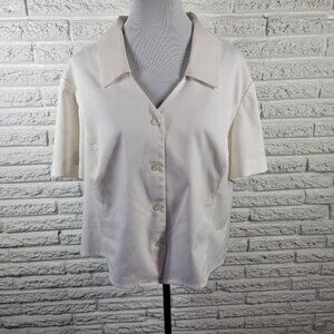 Joan Leslie Womens Top 24W Plus Short Sleeve White Poly Blend WHI30E